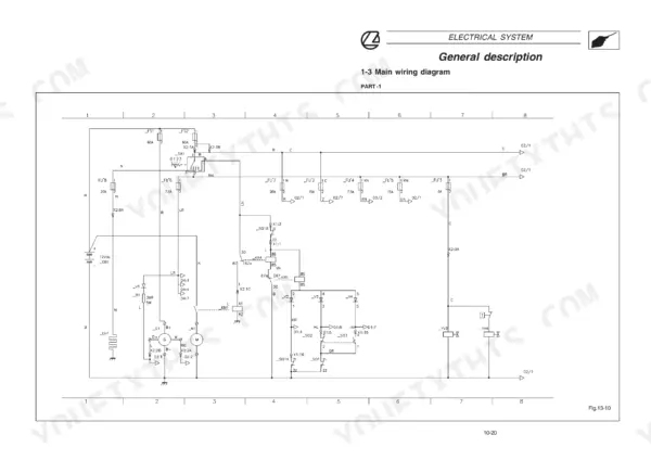 Landini 5860, 7860, 6860, 8860 Evolution, 60 Series, DT main electrical system wiring diagram, Part 1, Fig 13-10.