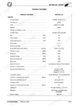 landini-mistral-to-50-tractor-training-manual-3651914m3-specs-29.webp Landini MISTRAL 40, 45, 50 engine general features specification table including bore, stroke, and torque data.