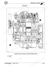 Landini MISTRAL AMERICA 40HST, 45HST, 50HST engine longitudinal section diagram showing drive shaft and camshaft.