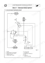 landini-rex-to-ge-f-l-gt-tractor-training-manual-3659961m2-hydraulic-212.webp Landini Rex Series low-pressure hydraulic circuit diagram and component layout.