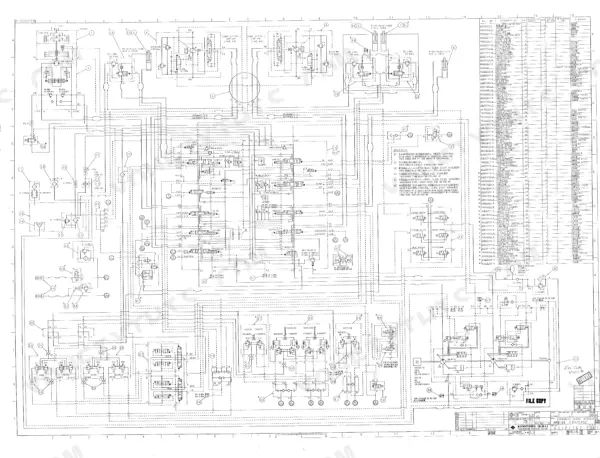 Link-Belt 330LX hydraulic system schematic diagram with component parts list and pressure specifications.