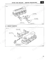 mitsubishi-4d31-to-4dr5-diesel-engine-shop-manual-97811-03021-na-wiring-294.webp Mitsubishi 4D31, 4D31-T, 4D32, 4DR5 intake and exhaust manifold exploded view diagrams with torque specifications.