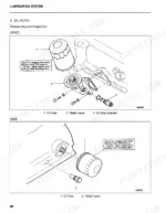 mitsubishi-4dq7-s4s-diesel-engine-service-manual-system-diagram-92-3.webp Mitsubishi 4DQ7, S4S lubrication system exploded view showing oil filter, relief valve, and oil filter bracket assembly.