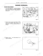 New Holland 1530-TC33D engine disassembly procedure showing coolant tap bolt, air cleaner assembly removal, and bolt diagrams.