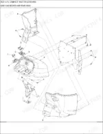 new-holland-1925-compact-tractor-parts-catalog-cab-parts-175.webp New Holland 1925, 1925 3 CYL exploded view diagram of the dashboard, rear hood, switches, and mounting hardware.