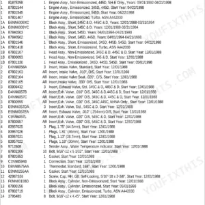 New Holland 545D 3 CYL TRACTOR LOADER parts list for cylinder block and head assembly components and engine parts.