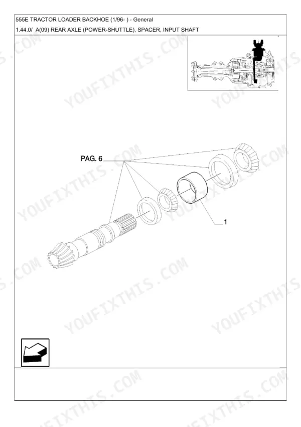New Holland 555E parts catalog - Front and Rear Axles, Steering, 555E TRACTOR LOADER BACKHOE (1/96- ) - General