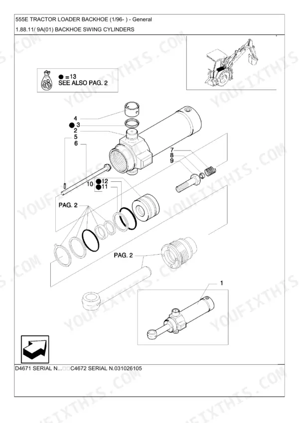 New Holland 555E parts catalog - Hydraulic System and Reservoir, 555E TRACTOR LOADER BACKHOE (1/96- ) - General