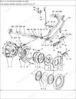 new-holland-6610-ag-tractor-parts-catalog-brake-parts-41.webp Ford 6610 exploded view diagram of brake assembly, brake discs, and pedal control linkage components.