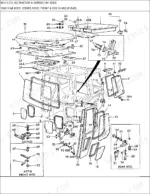 new-holland-6610-ag-tractor-parts-catalog-cab-parts-739.webp Ford 6610 exploded view of cab body, doors, roof, and glass components with numbered parts list references.