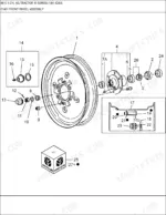 new-holland-6610-ag-tractor-parts-catalog-front-wheel-parts-10.webp Ford 6610 exploded view diagram of the front wheel assembly, including hub, bearings, and wheel components.