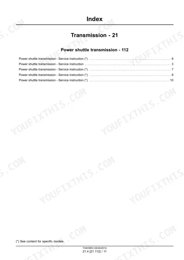 New Holland 7630 service manual - Transmission, Index