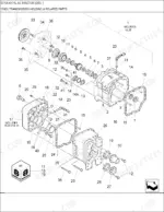 new-holland-8770a-tractor-parts-catalog-drivetrain-parts-205.webp New Holland 8770A, 8770A 6 CYL AG exploded view of transmission housing and related internal components.