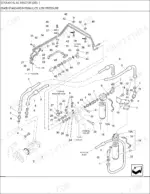 new-holland-8770a-tractor-parts-catalog-hydraulic-parts-114.webp New Holland 8770A, 8770A 6 CYL AG exploded view of standard low pressure hydraulic lines, fittings, and filter components.