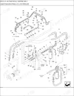 new-holland-8870-6-cyl-ag-tractor-all-purpose-parts-catalog-hydraulic-parts-115.webp New Holland 8870 exploded view of standard low pressure hydraulic system components, lines, and filters.
