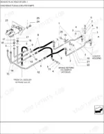 new-holland-8870a-6-cyl-ag-tractor-parts-catalog-hydraulic-parts-19.webp New Holland 8870A, 8870A 6 CYL AG exploded view diagram of brake tubing, hoses, and related hydraulic fittings.