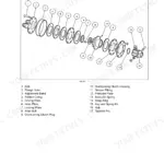 New Holland H7230, H7330, Discbine Mower-Conditioner exploded view of the slip and overrunning clutch assembly.