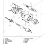 New Holland T3.50F, T3.55F, T3.65F, T3.75F exploded view diagram of the engine starter motor and internal components.