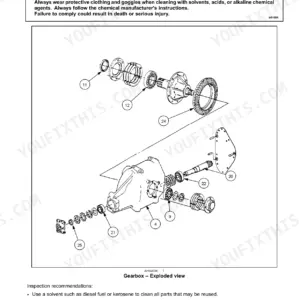 New Holland BC5050, BC5060, BC5070, BC5070 Hayliner®, BC5080 PTO gearbox inspection exploded view diagram and procedure.