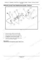 new-holland-boomer-to-35-compact-tractor-service-manual-84373326-procedures-56.webp New Holland Boomer 30, Boomer 35 hydraulic pump removal procedure with exploded view diagram of pump and tubes.