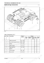 new-holland-construction-ew-160-hydraulic-excavator-technical-manual-73179372-00-exploded-view-94.webp New Holland EW 160 undercarriage components diagram and weight table for axles, wheels, and levelling blade.