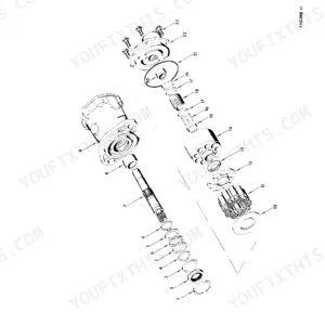 New Holland L-225, L-325, L-425, L-445 exploded view diagram of hydraulic pump components.
