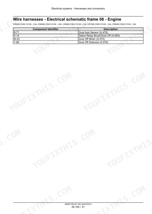 New Holland CR6090 service manual - Component Identifier