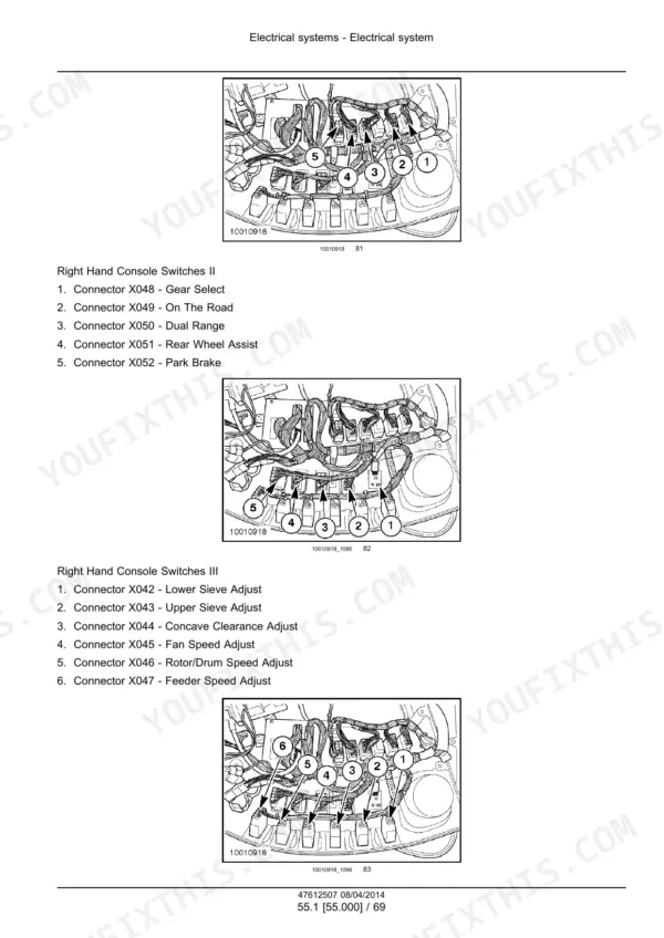 New Holland CX7080 Elevation service manual - Electrical Systems: Machine Circuits, Right Hand Console Switches II