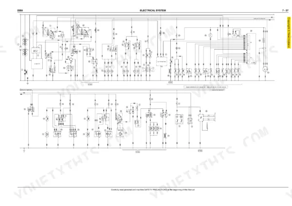New Holland D255, D255 Crawler Dozer, D255 Dozer electrical system wiring diagram showing starter, alternator, and E.D.M.