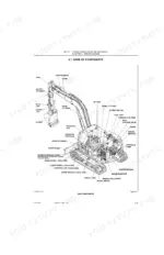 New Holland E80 excavator component identification diagram showing boom, cylinders, engine, and undercarriage parts.