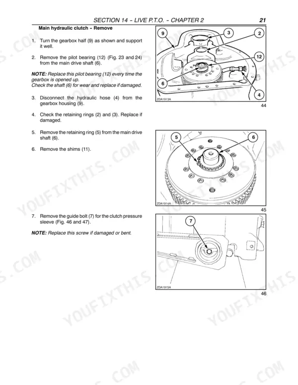 New Holland FX30 repair manual - LIVE P.T.O., Section 14 -- Live P.T.O. -- Chapter 2