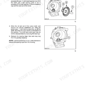 New Holland H6730, H6740, H6750 gearbox disassembly procedures, input and output shaft removal diagrams.