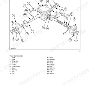 New Holland H7460, H7560 exploded view of the gearbox assembly showing shafts, gears, bearings, and casing components.
