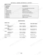 new-holland-h7460-h7560-disc-mower-conditioner-service-manual-84207371-specs-4.webp New Holland H7460, H7560 service manual page listing special tools and H7460 model specifications table.