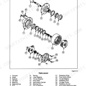 New Holland HW300, HW320, HW340, SPEEDROWER SELF-PROPELLED WINDROWER exploded view diagram of final drive assembly parts.
