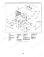 new-holland-l140-l150-skid-steer-loader-repair-manual-87634745-exploded-view-421.webp New Holland L140, L150 exploded view diagram of cab frame, window, and sound barrier components with parts list.