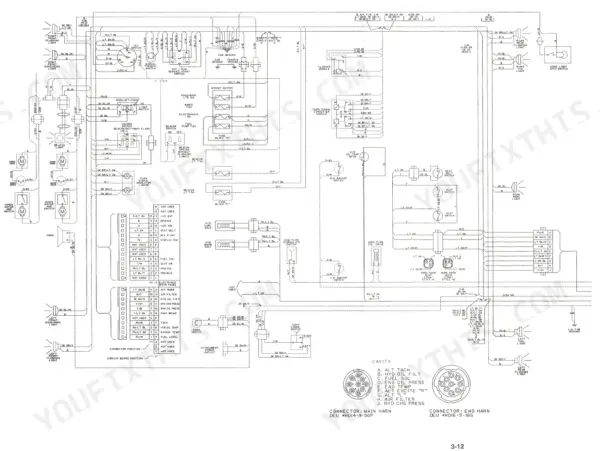 New Holland L565, LX565, LX665 electrical wiring diagram showing instrument panel, fuse blocks, and harness connectors.