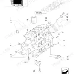 New Holland LB75.B Backhoe Loader Upgrade 2000 engine block, plugs, and cylinder sleeves exploded view diagram.