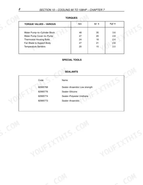 New Holland LB75.B repair manual - Section 10 – Cooling 90 to 108HP – Chapter 7