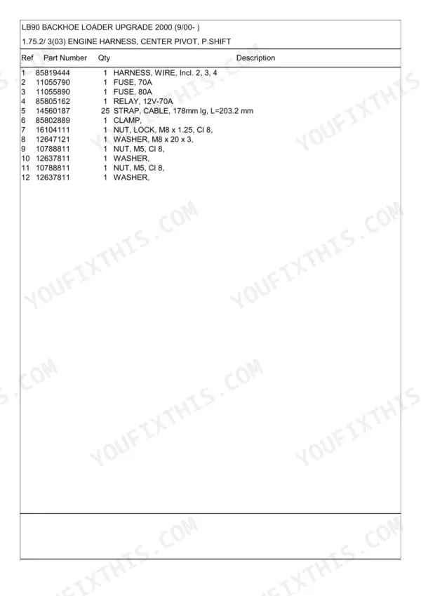 New Holland LB90 parts catalog - Battery and Cables, LB90 Backhoe Loader Upgrade 2000 (9/00- )