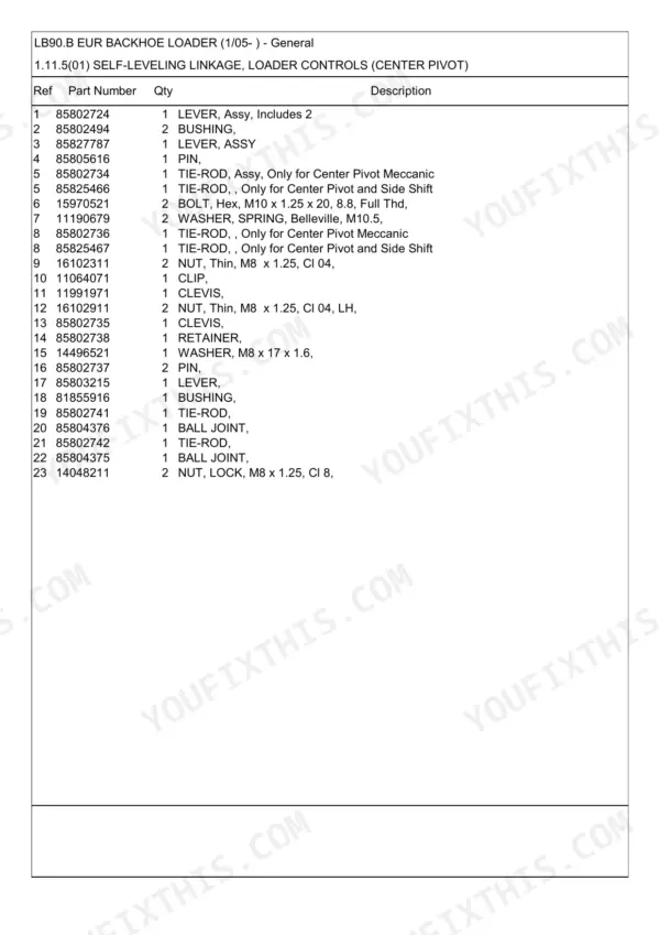 New Holland LB90.B parts catalog - Fuel Tank, Exhaust and Radiator, LB90.B EUR BACKHOE LOADER (1/05- ) - General