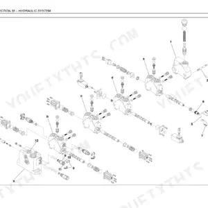New Holland LM5040, LM5060, LM5080 hydraulic system exploded view showing valve body components and EMS assembly.