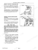 new-holland-ls120-ls125-skid-steer-loader-repair-manual-procedures-14.webp New Holland LS120, LS125 service manual page showing procedures to support a raised machine and boom lock pins.