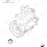 New Holland LS140, LS150, LS140 SKID STEER LOADER engine block assembly diagram with oil filter and kit components.
