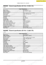 New Holland LS180.B, LS185.B, LS190.B engine general specification tables for bore, stroke, and valve clearance.