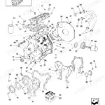 New Holland LS180, LS180 SKID STEER LOADER exploded view of engine cylinder block, head, and related components.