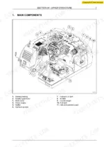new-holland-mh-to-5-6-wheel-excavators-repair-manual-87677413a-exploded-view-94.webp New Holland MH City, MH Plus, MH 5.6 upper structure main components diagram with numbered parts list.