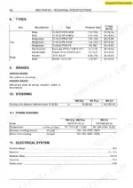 new-holland-mh-to-5-6-wheel-excavators-repair-manual-87677413a-troubleshooting-87.webp New Holland MH City, MH Plus, MH 5.6 technical specifications table for tyres, steering, and electrical systems.