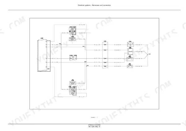 New Holland Roll-Belt™ 450 Utility electrical wiring diagram for harnesses and connectors showing components A-003 to G-001.