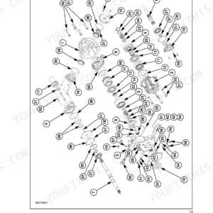 New Holland T1510, T1520 exploded view diagram of the hydrostatic transmission assembly components.